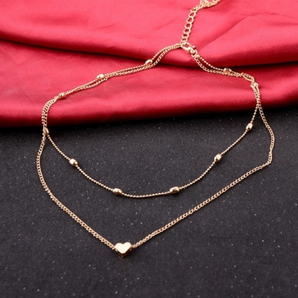 ❤️ 3/$30 Layered Heart Choker Necklace [Gold] - Picture 3 of 6